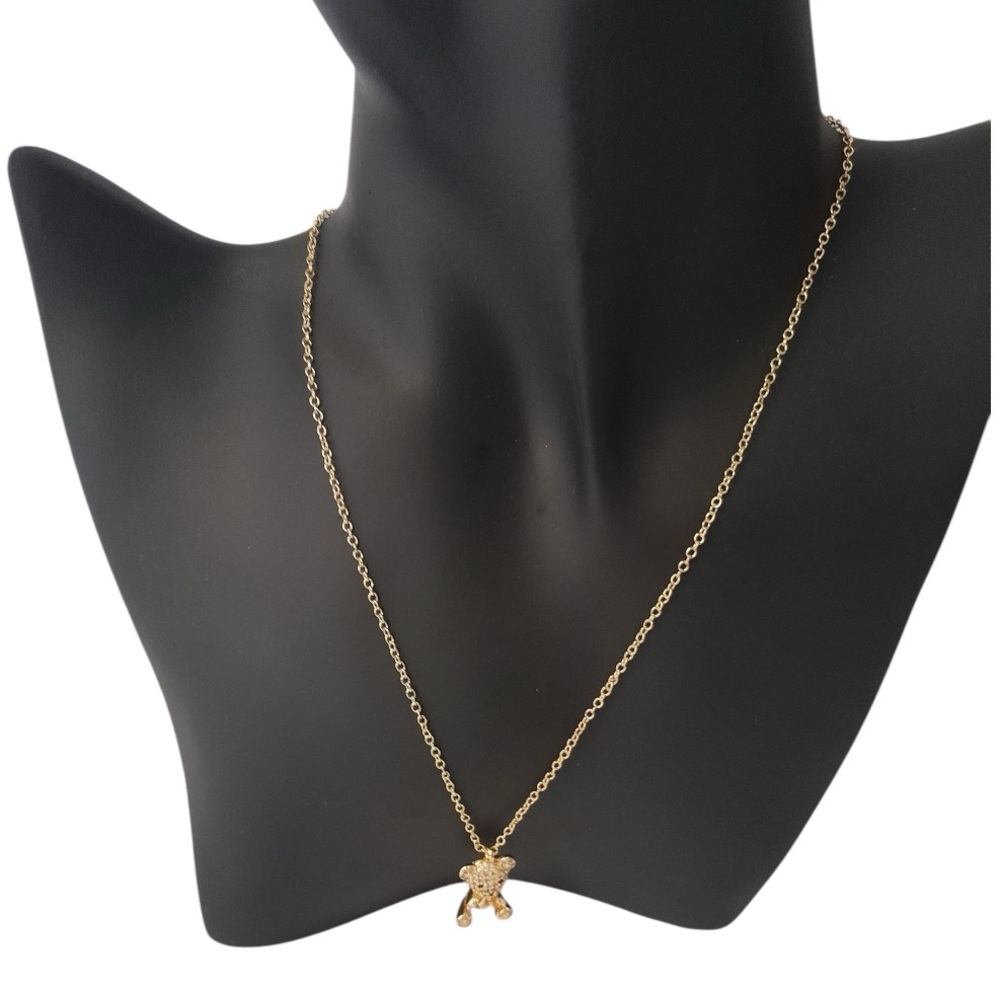 Goldtone Bear Pendant Necklace